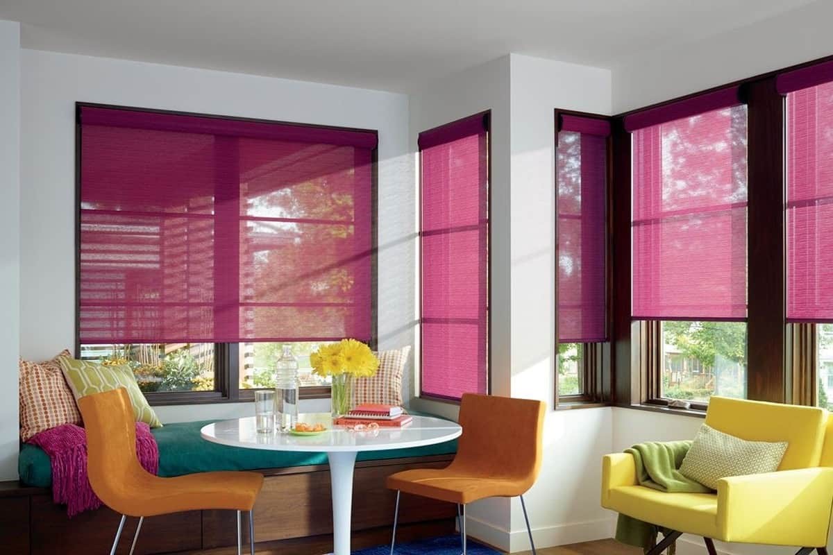 Window treatments for small living rooms, Hunter Douglas, Designer Roller Shades near Alpharetta, Georgia (GA)