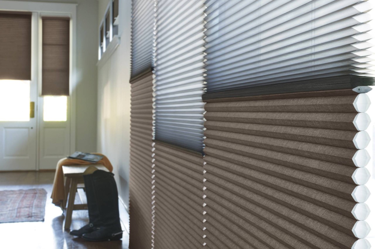 Duette® Cellular Shades on windows in a home's foyer near Alpharetta, Georgia (GA)